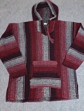 Baja Hoodie Mens XL Red Black Striped Pullover